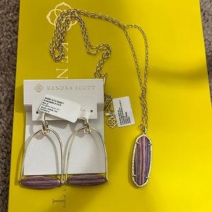 rainbow calsilica sassy statement earrings with long pendant necklace